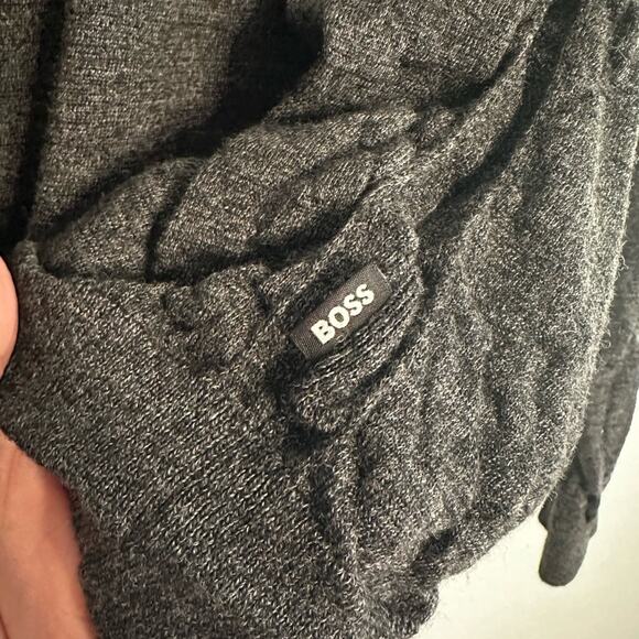 Hugo Boss 100% Italian Virgin Wool Grey Sweater Womens Medium Minimalist Classic - Picture 6 of 11